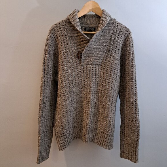 Banana Republic Men's Standard Fit Chunky Textured Wool Blend Cowl Neck Sweater - Picture 1 of 15